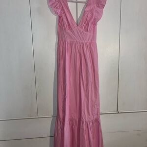 Skies Are Blue Dress | Ruffled | Tie Back | Pink